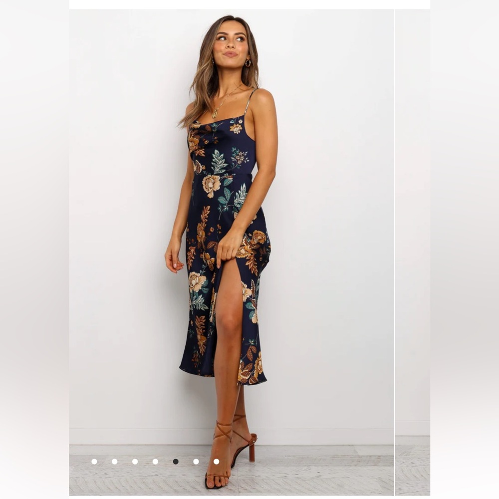 Doriah cowl neckline dress in Navy